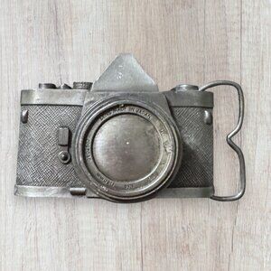 Bergamot Brass Works Vintage Camera Belt Buckle Made in USA 1979 Metal Pewter